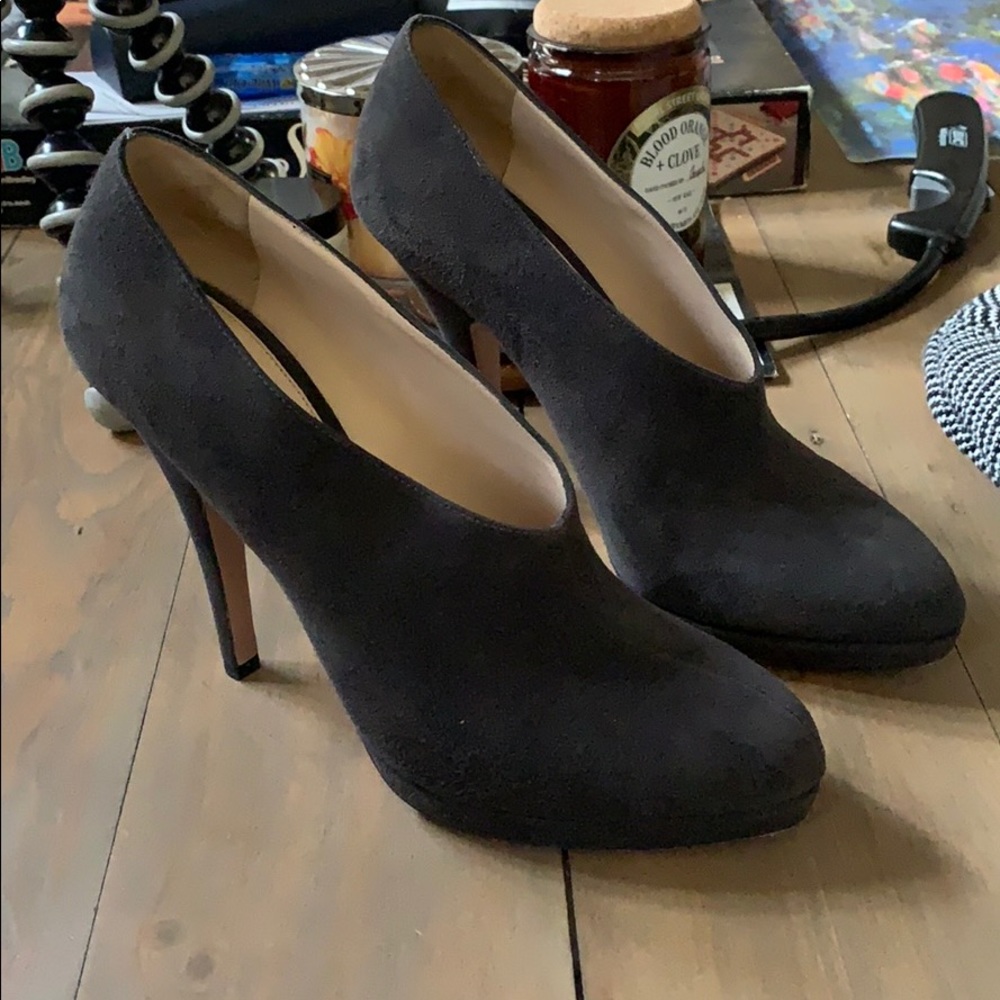 Suede Prada Bootie Heels